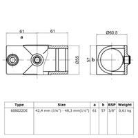 Doos Kruisstuk in 1 vlak - verloop-DE / 42,4 mm - 48,3 mm (25 stuks)